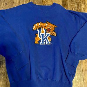 Kentucky Wildcats Giant Logo Sweatshirt Large Midwest Embroidery Vintage 90s